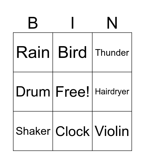 Sound Bingo Card