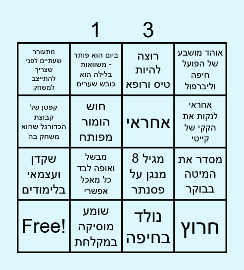 שחר חוגג בר מצווה Bingo Card