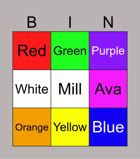 Color Bingo Card