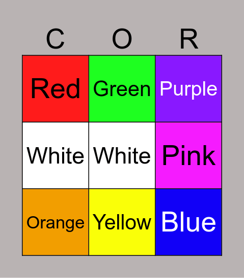 Colors Bingo Card