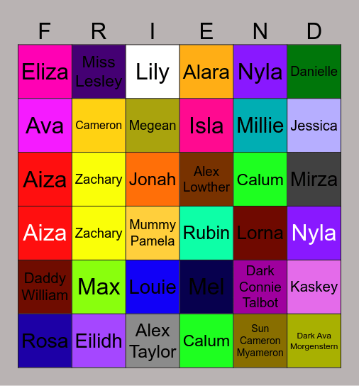 Friends Bingo Card