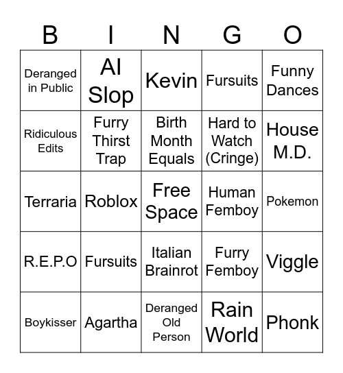 The Nunya Bingo Card Bingo Card