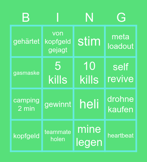 warzone bingo Card