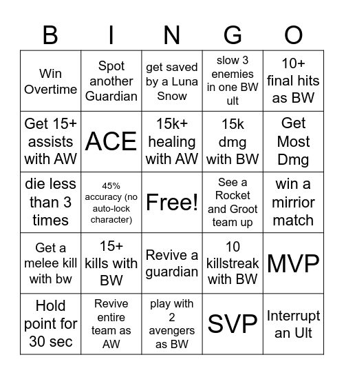 Jae Bingo Card