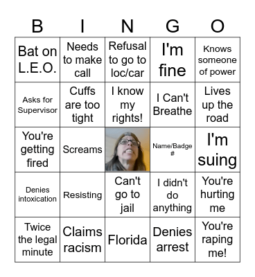 Body Cam Bingo! Bingo Card