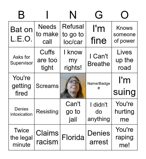 Body Cam Bingo! Bingo Card