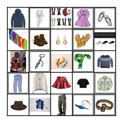 I like trendy clothes Bingo Card