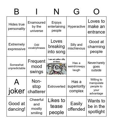 Mr Ring-A-Ding Kinnie Bingo Card