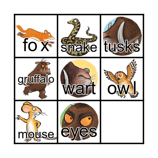Gruffalo bingo Card