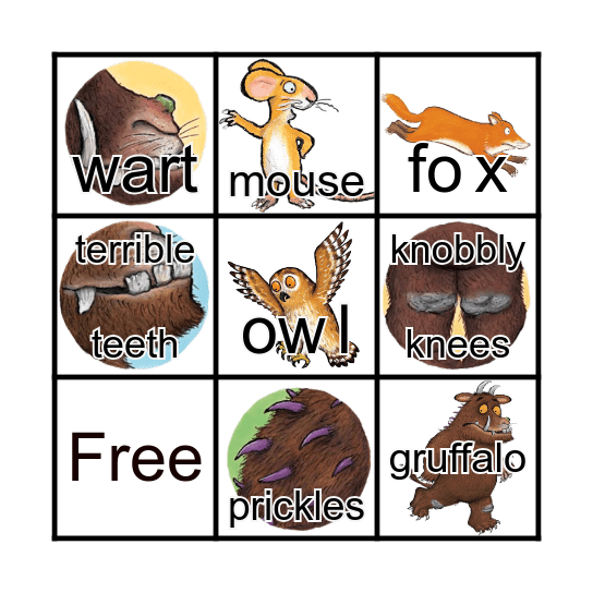 Gruffalo bingo Card
