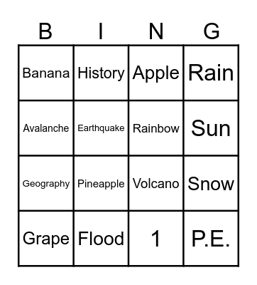 BINGO Card
