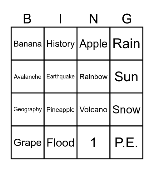 BINGO Card