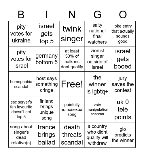 esc 2026 bingo Card