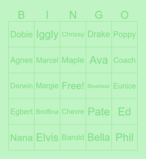 Animal Crossing Bingo Card