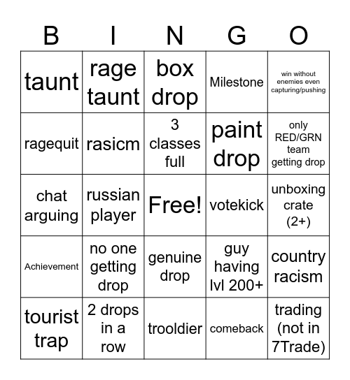 tc2 bingo Card