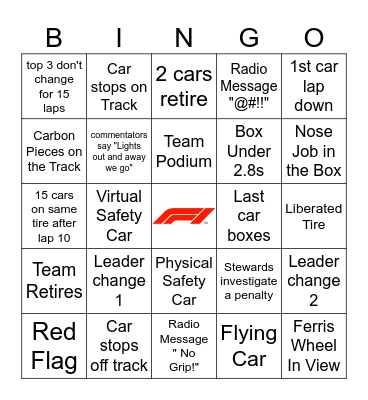 Italian GP 2025 Bingo Card