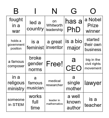 Celebrate International Women's history month Bingo Card