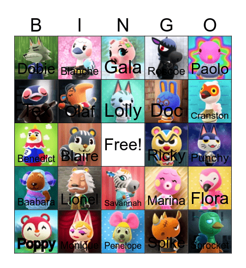 Animal crossing bingo! Bingo Card
