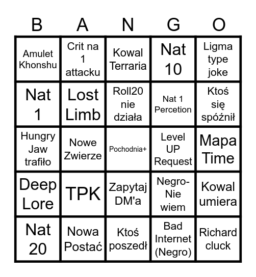 Forest Bingo Card
