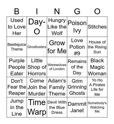 Halloween Musical Bingo Card