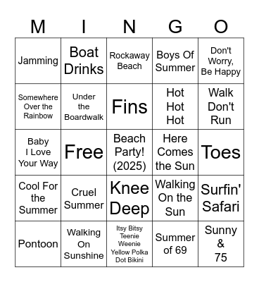 Beach Party (2025) Bingo Card