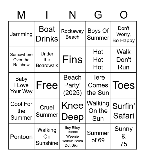Beach Party (2025) Bingo Card
