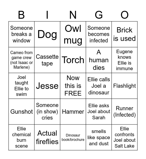 The Last of Us S2 E6 2025-05-18 Bingo Card