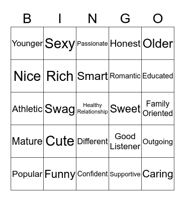Dating Bingo  Bingo Card