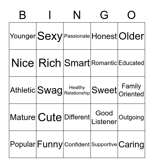 Dating Bingo  Bingo Card