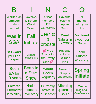 It's a BA World Bingo Card