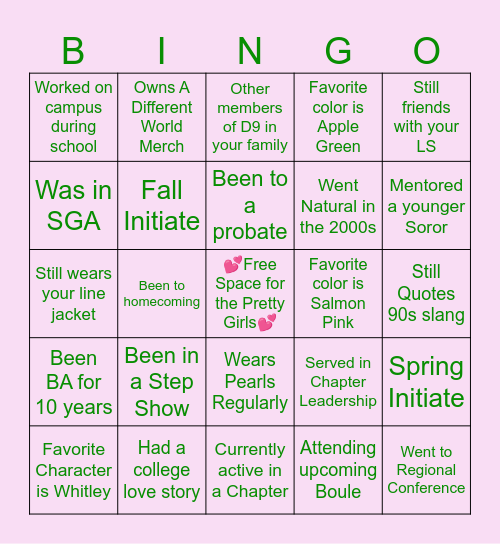 It's a BA World Bingo Card