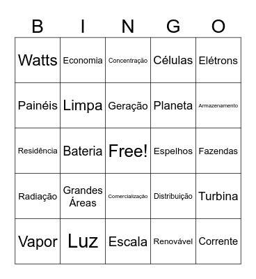 Energia solar Bingo Card