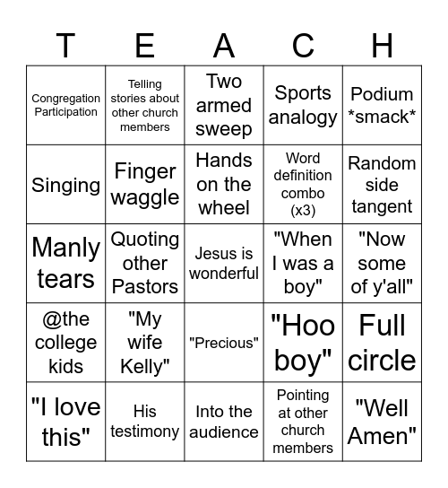 Calvin Bingo 2.0 Bingo Card