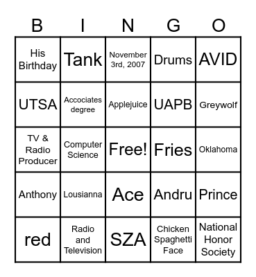 Graduate BIngo Card
