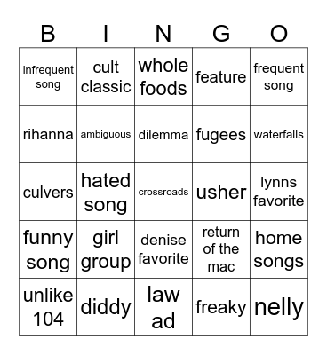 104 bingo Card
