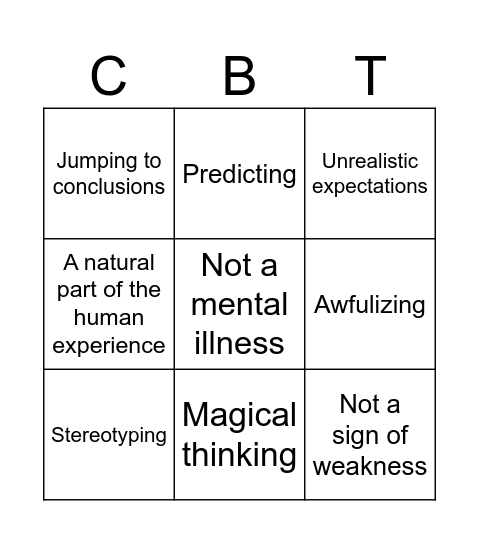 COGNITIVE DISTORTIONS Bingo Card