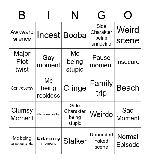 The Shiunji Family Children Bingo Card