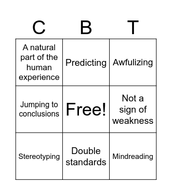 COGNITIVE DISTORTIONS Bingo Card