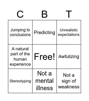 Cognitive Distortions Bingo Card