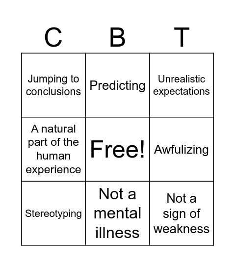Cognitive Distortions Bingo Card