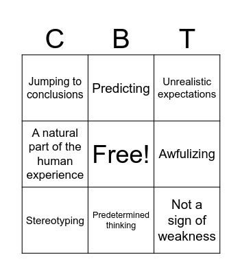 Cognitive Distortions Bingo Card