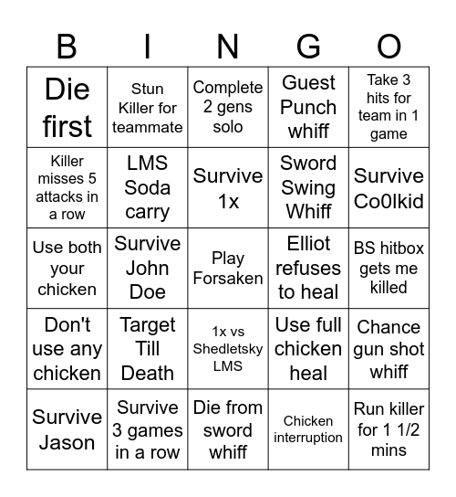 Shedletsky Bingo Card