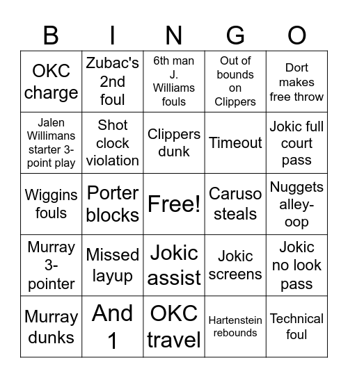 Game 7 Bingo Card