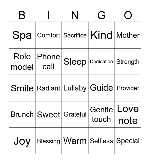 WMC PA Province Mother’s Day Bingo Card