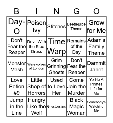 Halloween Musical Bingo Card