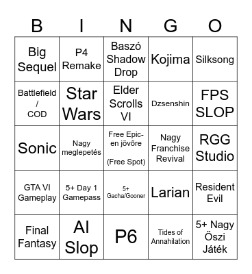 Fasz Bingo Card