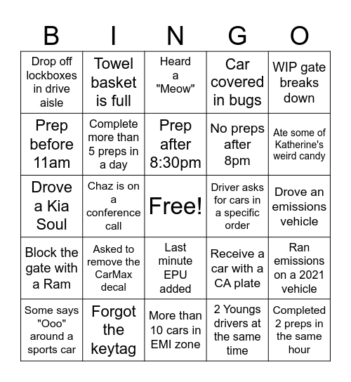 RA BINGO Card