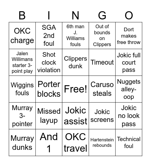 Game 7 Bingo Card