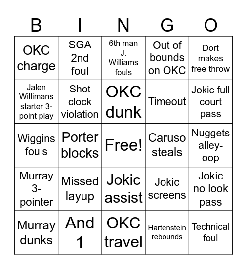 Game 7 Bingo Card