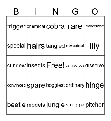 Fly Traps! - Plants that Bite Back Bingo Card